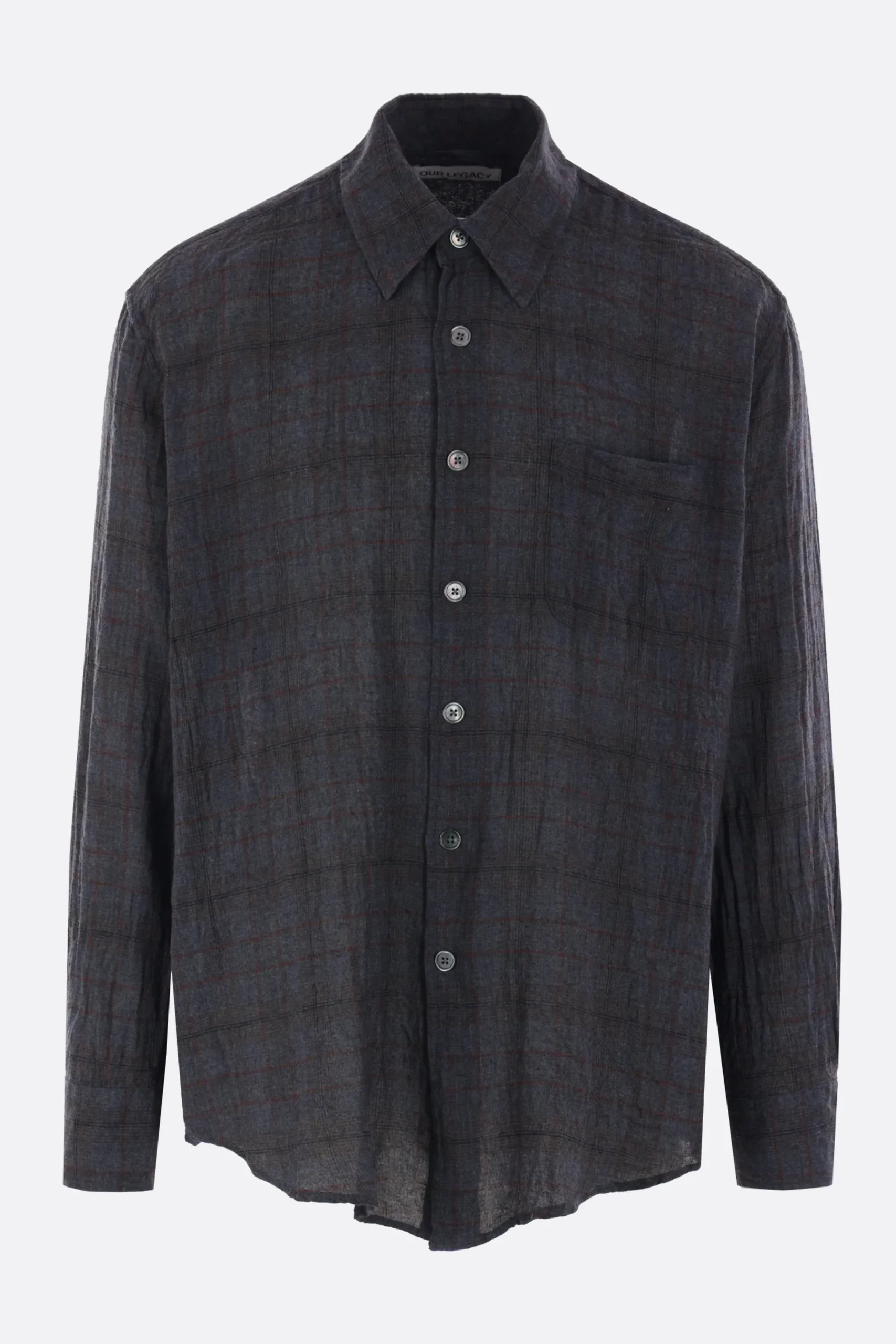 OUR LEGACY Above shirt in cotton and linen with a checkered pattern