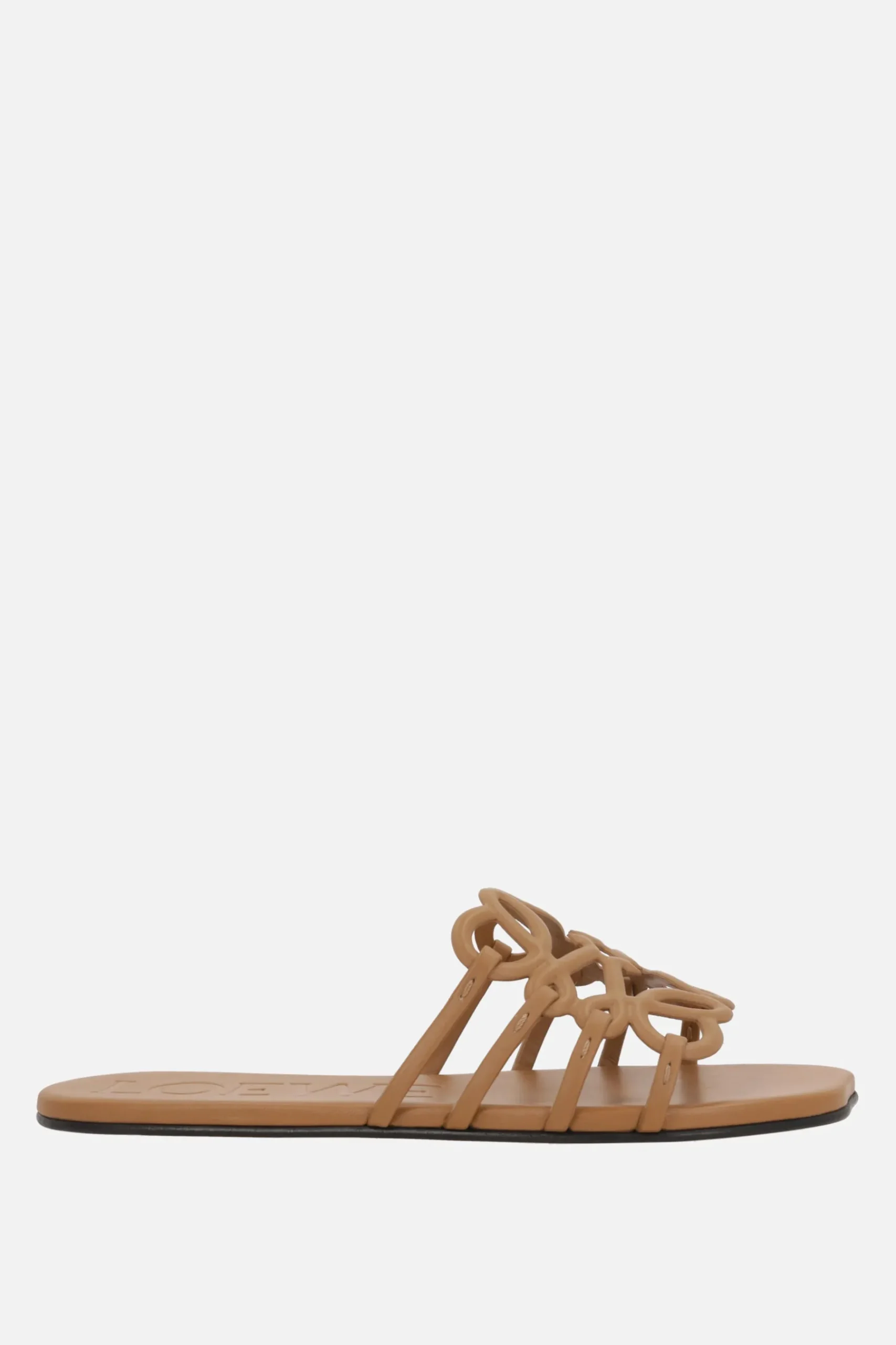 Women LOEWE Anagram Petal slide sandals in smooth leather