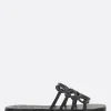 Women LOEWE Anagram Petal slide sandals in smooth leather
