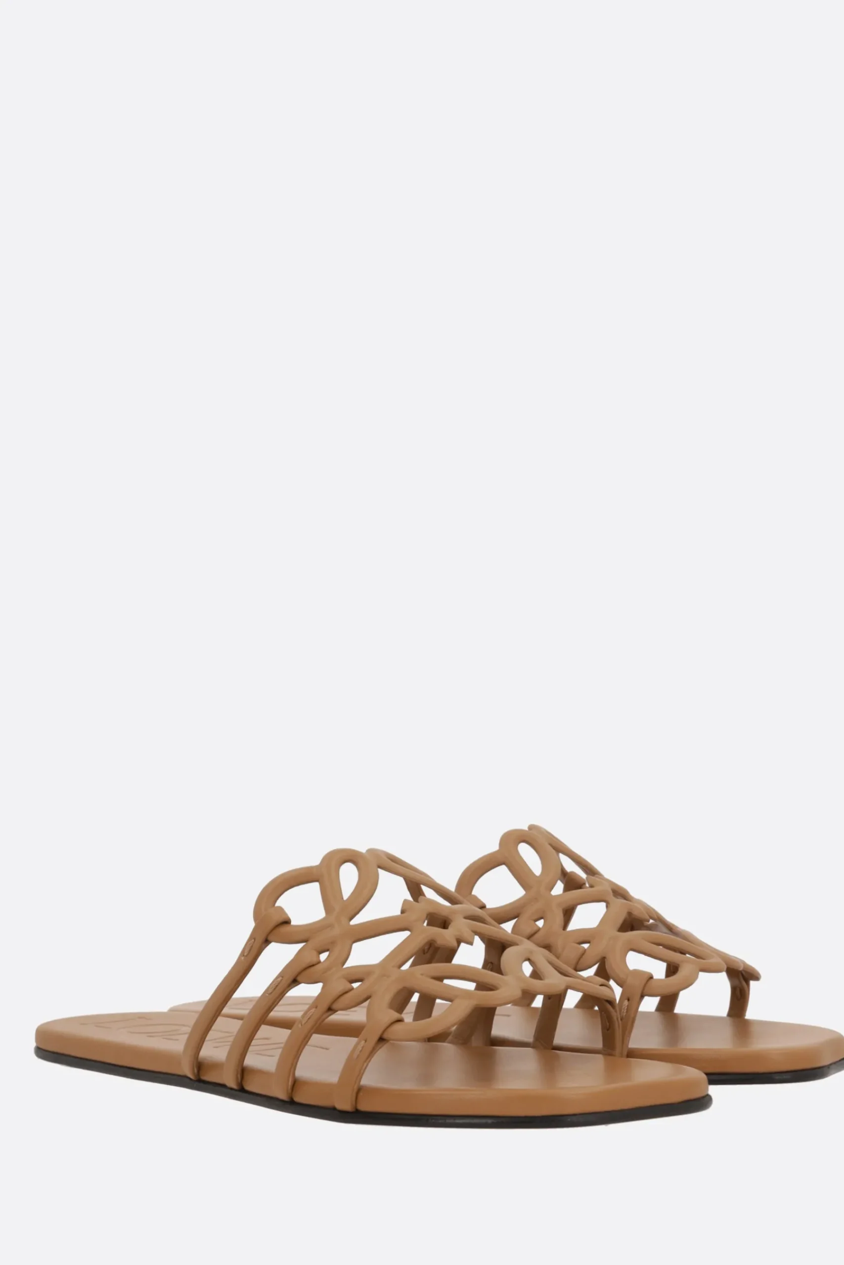 Women LOEWE Anagram Petal slide sandals in smooth leather