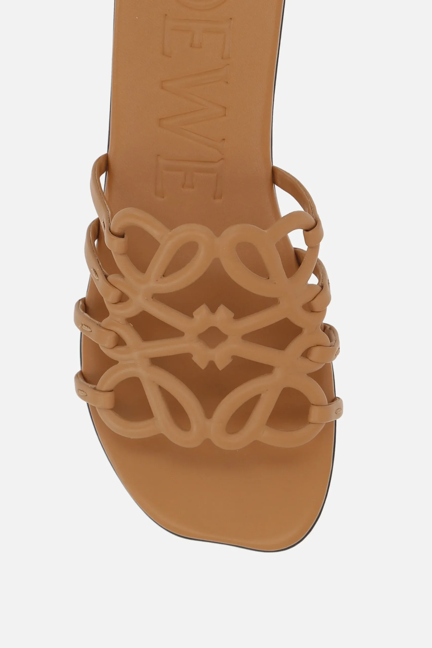 Women LOEWE Anagram Petal slide sandals in smooth leather