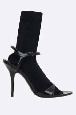 Women BALENCIAGA Avenue Sock sandals in patent leather and knit