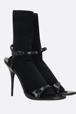 Women BALENCIAGA Avenue Sock sandals in patent leather and knit