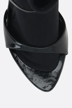 Women BALENCIAGA Avenue Sock sandals in patent leather and knit