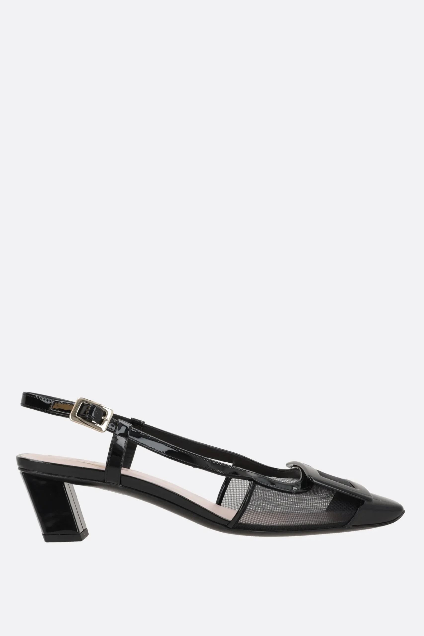 Women ROGER VIVIER Belle Vivier slingbacks in mesh and patent leather