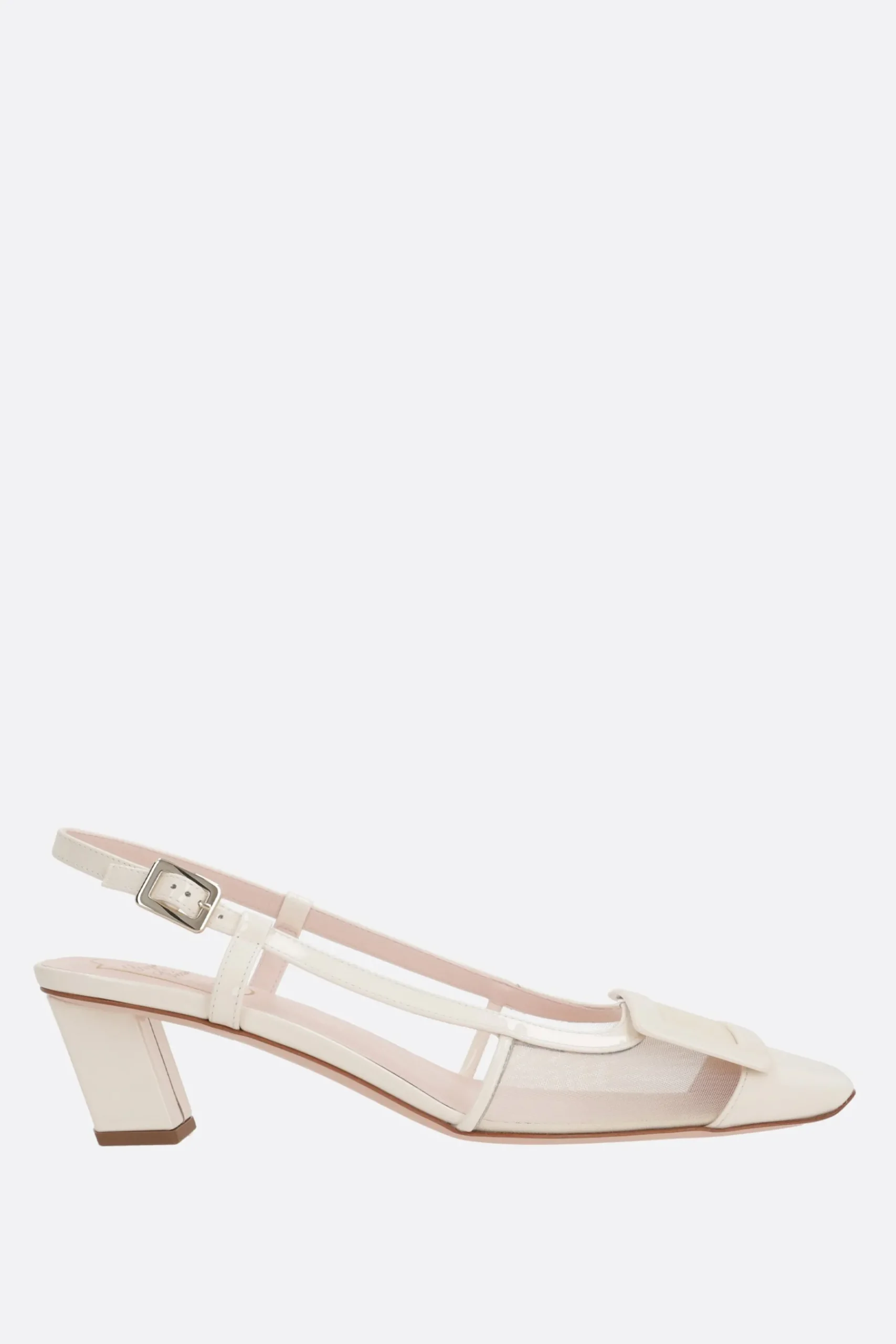 Women ROGER VIVIER Belle Vivier slingbacks in mesh and patent leather