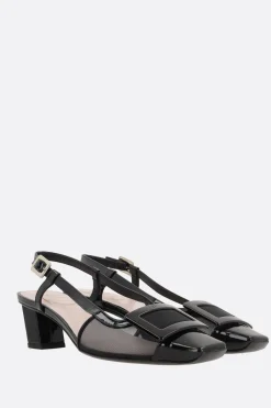 Women ROGER VIVIER Belle Vivier slingbacks in mesh and patent leather