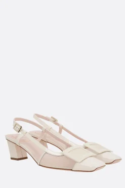 Women ROGER VIVIER Belle Vivier slingbacks in mesh and patent leather