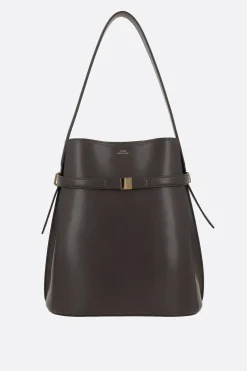 Women TOTEME Belted bucket bag in textured leather