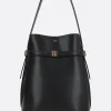 Women TOTEME Belted bucket bag in textured leather