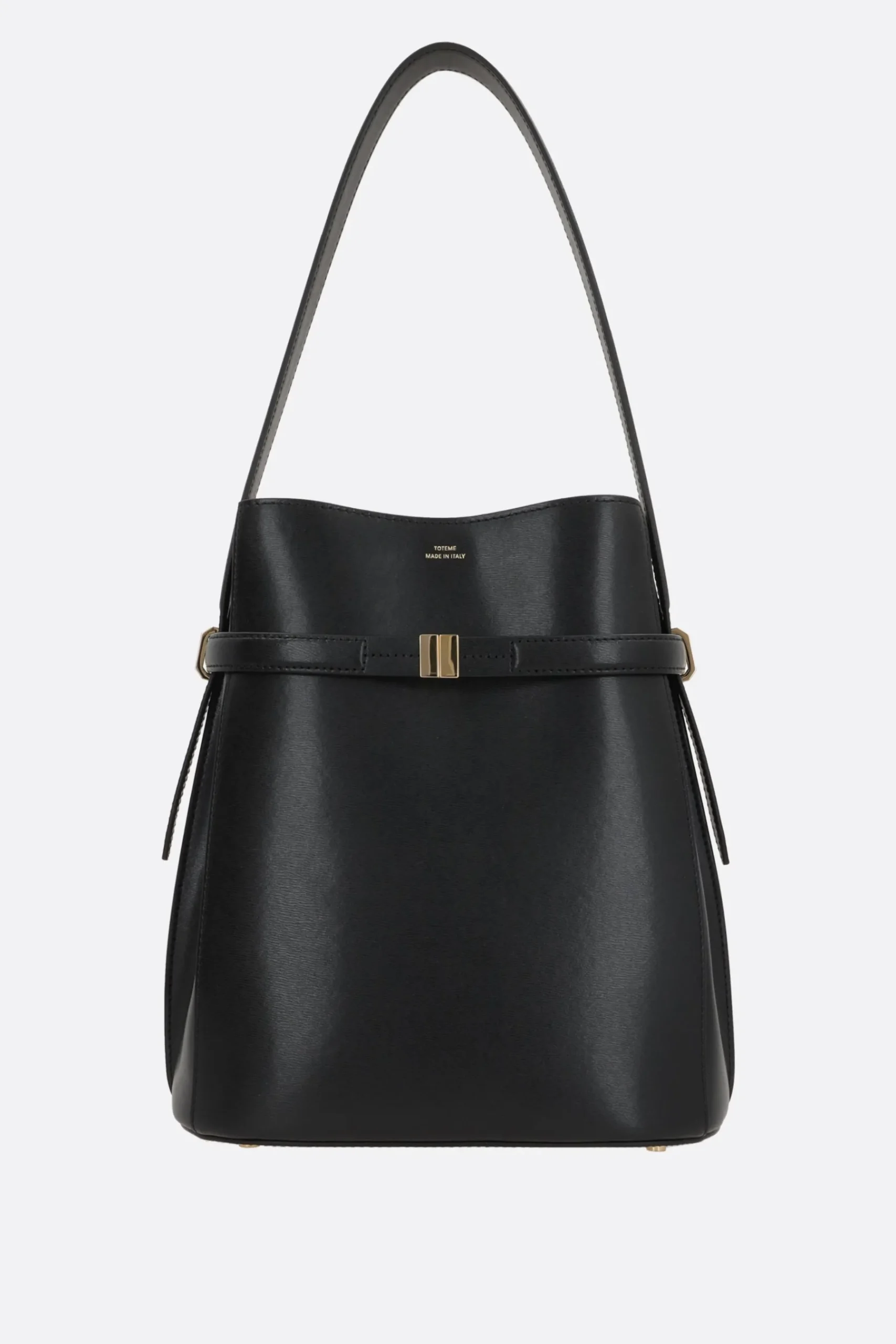 Women TOTEME Belted bucket bag in textured leather