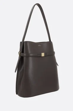 Women TOTEME Belted bucket bag in textured leather