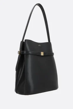 Women TOTEME Belted bucket bag in textured leather