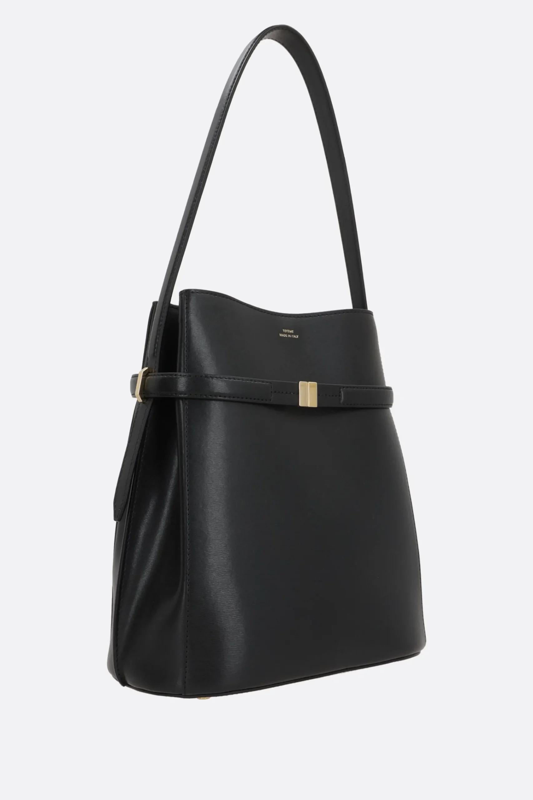 Women TOTEME Belted bucket bag in textured leather