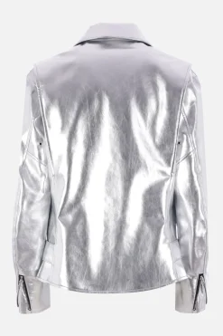 Women JUNYA WATANABE biker jacket in metallized faux leather