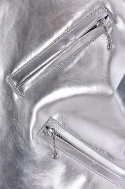 Women JUNYA WATANABE biker jacket in metallized faux leather