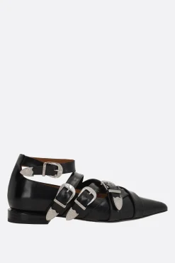Women TOGA PULLA brushed leather ballerinas with buckles