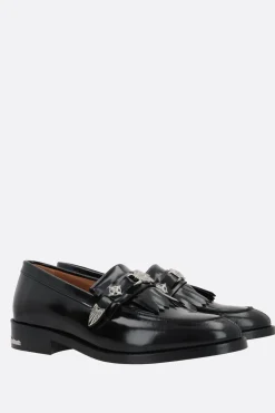TOGA VIRILIS buckle-detailed brushed leather loafers