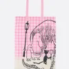 Women TAO COMME DES GARÇONS check cotton tote bag with graphic print