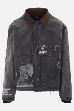 ENFANTS RICHES DEPRIMES Chore distressed canvas padded jacket