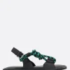 Women PLAN C cord and matte leather flat sandals