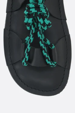 Women PLAN C cord and matte leather flat sandals