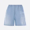 ACNE STUDIOS cotton and linen drawstring shorts with logo print
