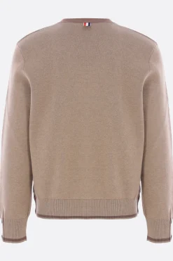 THOM BROWNE cotton cardigan with 4-bar intarsia