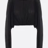 Women RICK OWENS cropped hooded tunic in jersey