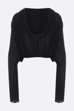Women RICK OWENS cropped hooded tunic in jersey