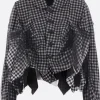 Women TAO COMME DES GARÇONS cropped jacket in check cotton and tulle