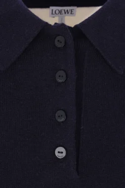 Women LOEWE cropped polo sweater in wool and cashmere blend