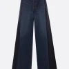 Women SACAI denim and cady trousers with belt