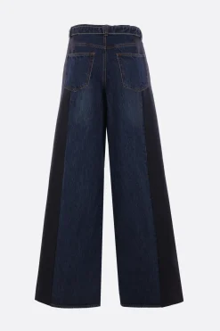 Women SACAI denim and cady trousers with belt