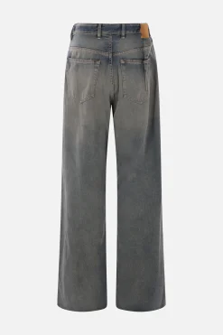 Women MM6 denim jeans with inverted pleats