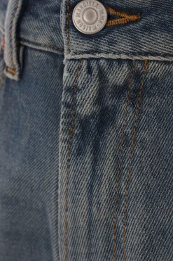 Women MM6 denim jeans with inverted pleats