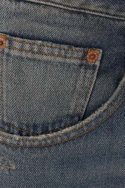 Women MM6 denim jeans with inverted pleats