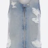 Women MM6 denim vest with a distressed effect