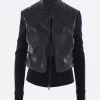 Women YEHUAFAN double-layered jacket in leather and knit