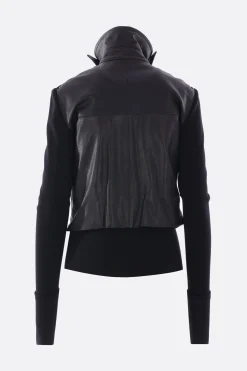 Women YEHUAFAN double-layered jacket in leather and knit