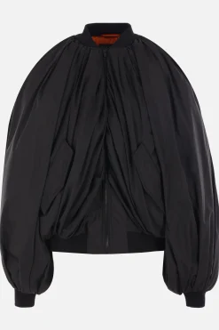 Women BALENCIAGA draped bomber jacket in technical micro faille