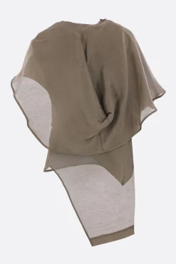 Women YEHUAFAN draped silk linen hooded top