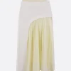 Women PLAN C drill midi skirt with pleated insert