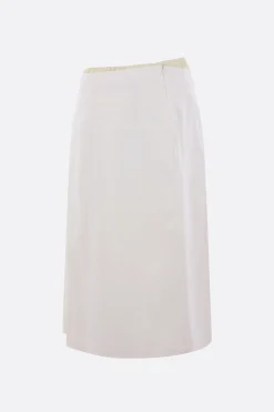Women PLAN C drill midi skirt with pleated insert