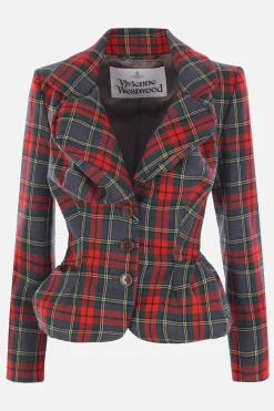 Women VIVIENNE WESTWOOD Drunken single-breasted jacket in tartan wool