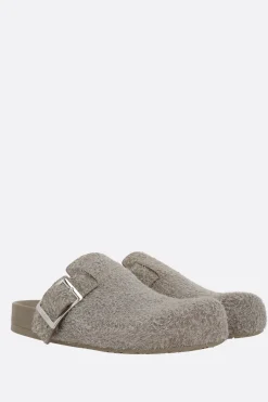Women LOEWE Ease buckle flat mules in brushed suede