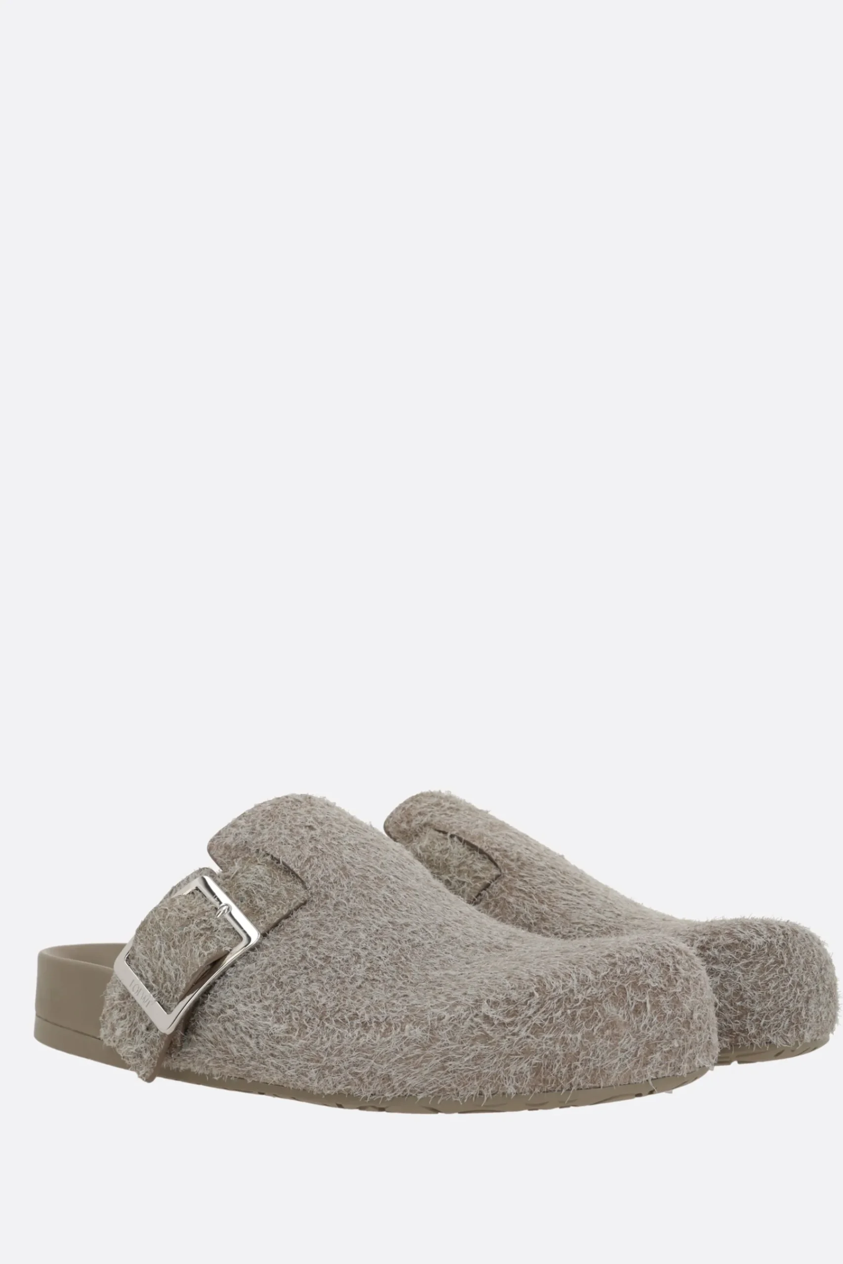 Women LOEWE Ease buckle flat mules in brushed suede