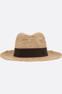 Women MAISON MICHEL Elias fedora hat in crocheted raffia