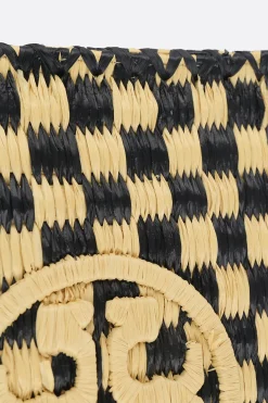 Women TORY BURCH Ella clutch in check raffia