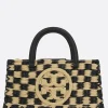 Women TORY BURCH Ella handbag in check raffia